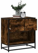 vidaXL Mesa de cabeceira em carvalho fumado 60x31x60cm madeira e metal