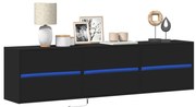 vidaXL Móvel de parede para TV com luzes LED 180x31x45 cm preto