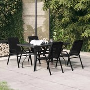 vidaXL 5 pcs Conjunto de jantar para jardim preto