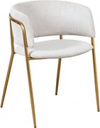 Cadeira De Jantar Estofada Nalon Dourado & Bombazina Beige Creme & Bombazina - Sklum