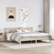 vidaXL Estrutura de cama com cabeceira 180x200 cm pinho maciço