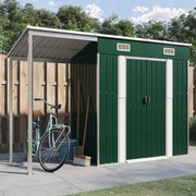 vidaXL Abrigo de jardim com alpendre 277x107x181 cm aço verde