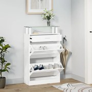 vidaXL Sapateira 63x24x104 cm derivados de madeira branco brilhante