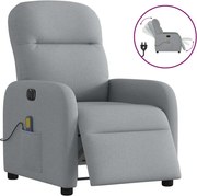 vidaXL Poltrona de massagens reclinável elétrica tecido cinzento-claro