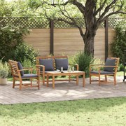 vidaXL Conjunto de Sofá de Jardim 4 pcs Natural Madeira de Teca Sólida