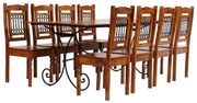 Conjunto mesa de jantar 9 pcs madeira de acácia maciça