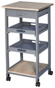 HOMCOM Carrinho de Cozinha com Gaveta 2 Bandejas Removíveis e Prateleira Fixa em Madeira de Pinho e MDF 37x37x76 cm | Aosom Portugal