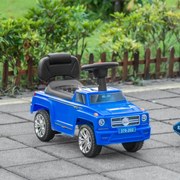 Carro Andador para Bebé de 18-36 Meses Carro sem Pedais com Faróis Música Buzina Compartimento de Armazenamento e Encosto Alto 68x30,5x41,5cm Azul