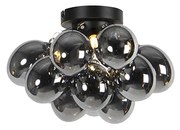 LED Plafon Inteligente Preto com Vidro Fumado 3-Luzes Inclui 3 Wifi G9 - Uvas Design