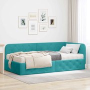 vidaXL Estrutura de Cama de Canto Turquesa 100 x 200 cm Veludo