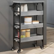 vidaXL Carrinho de cozinha 53x20x76 cm derivados madeira cinza sonoma