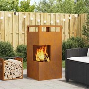 vidaXL Fogueira 50x50x100 cm Aço Corten