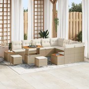 vidaXL Sofá de Jardim com 12 Peças e Almofadas Bege