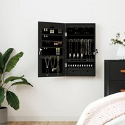 vidaXL Móvel para joias de parede espelhado 37,5x10x67 cm preto