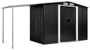 vidaXL Abrigo jardim c/ portas de correr 386x131x178 cm aço antracite