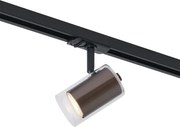 Foco moderno bronze escuro com vidro transparente para sistema de calhas monofásico - Iconic Lloyd