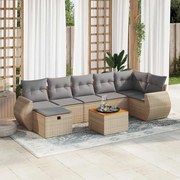 vidaXL 8 pcs conjunto de sofás p/ jardim com almofadões vime PE bege
