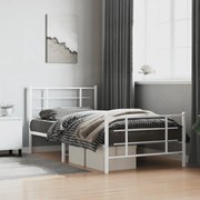 vidaXL Estrutura de cama com cabeceira e pés 107x203 cm metal branco