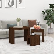 vidaXL Mesas de centro encastrar 3pcs deriv. madeira carvalho castanho