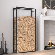 vidaXL Suporte para lenha 80x28x154 cm aço preto mate