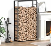 vidaXL Suporte para Lenha Preto Mate 80x28x154 cm Aço