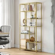 Estante com 6 prateleiras 30 x 80 x 180 cm dourada-transparente