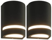 vidaXL Candeeiros de parede exterior 2 pcs 35 W semicilíndrico preto