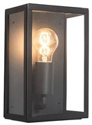 Candeeiro de parede exterior industrial preto com vidro 25,5 cm IP44 - Rotterdam Moderno,Rústico