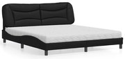 vidaXL Cama com colchão Hvar 180x200 cm couro artificial preto
