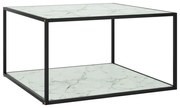 Mesa de centro 90x90x50 cm preto com vidro marmorizado branco