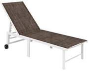 Outsunny Espreguiçadeira Reclinável Jardim Rodas Encosto Ajustável 5 Posições Conforto Exterior 166x60x84 cm Marrom | Aosom Portugal