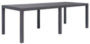 vidaXL Mesa de jardim 220x90x72cm plástico castanho com aspeto de vime