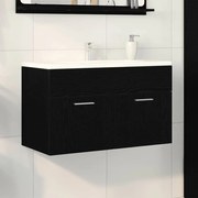 Gabinete de Lavabo vidaXL em Carvalho Preto 80x38,5x46 cm em Madeira de Engenharia