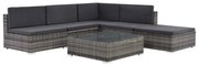 6 pcs conjunto lounge de jardim c/ almofadões vime PE cinzento