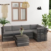 6 pcs conjunto lounge de paletes com almofadões pinho maciço