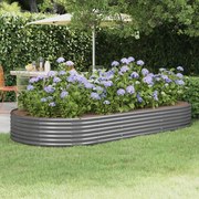 vidaXL Canteiro elevado jardim 296x140x36 aço revestido a pó cinzento