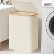Cesto para roupa suja com tampa 130 L 52 x 38,5 x 70,5 cm Branco creme