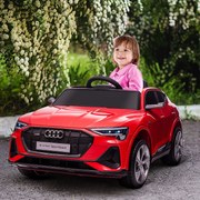 Carro Elétrico Audi E-Tron 12V para Crianças acima de 3 Anos com Controle Remoto Faróis Buzina Música MP3 TF USB e Abertura da Porta 3-8km/h 108x60x47