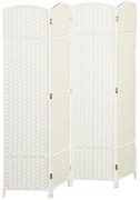 HOMCOM Biombo de 4 Painéis Separador de Ambientes Dobrável 160x170 cm para Sala de Estar Dormitório Escritório Branco | Aosom Portugal