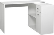 HOMCOM Secretária de Canto Giratória 180° com Estante e Gaveta 117x82x74 cm Branco | Aosom Portugal