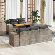 vidaXL 6 pcs conjunto sofás de jardim com almofadões vime cinzento