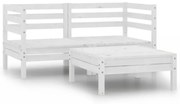 3 pcs conjunto lounge de jardim pinho maciço branco