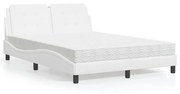 Cama com colchão 120x200 cm couro artificial branco