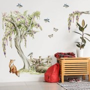 Autocolante de parede Woodland - Floresta de conto de fadas com animais