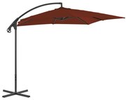 Guarda-sol cantilever com poste de aço 250x250 cm terracota