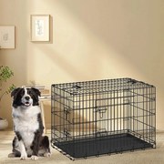Gaiola dobrável para cães com 2 portas 122 x 74,5 x 80,5 cm preto