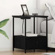 vidaXL Armário de Cabeceira com gaveta Carvalho Preto 42 x 41 x 56 cm