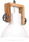 vidaXL Candeeiro suspenso industrial redondo 25 W 19 cm E27 branco