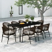 vidaXL 9 pcs conjunto de jantar para jardim castanho