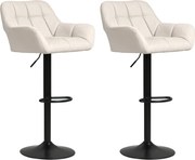 HOMCOM Banquetas Conjunto de 2 Design Retrô ajustável Couro Sintético Efeito Linho Creme + Preto | Aosom Portugal
